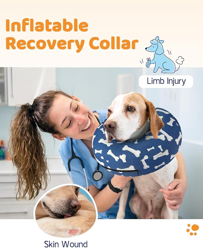 Supet Inflatable Dog Cone Collar Alternative after Surgery, Dog Neck Donut Collar Recovery E Collar for Post Surgery, Soft Dog Cone for Small Medium Puppies