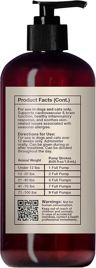 Hemp Well Thrive Pet Oil for Cats and Dogs, Everyday Supplement for Overall Health, Hip, Joint, and Heart Health, Organically Sourced - 8 Ounce