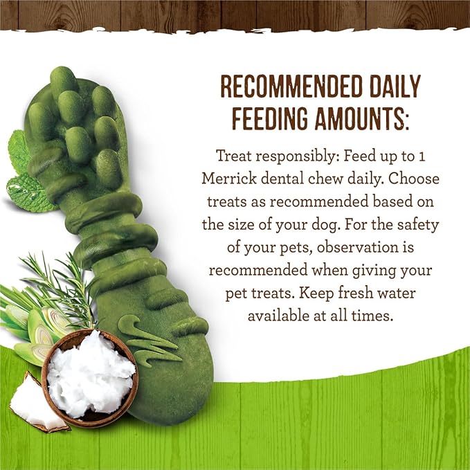 Merrick Fresh Kisses Natural Dental Chews Infused With Coconut And Botanical Oils For Tiny Dogs 5-15 Lbs - (Pack of 6) 20 ct. Bags