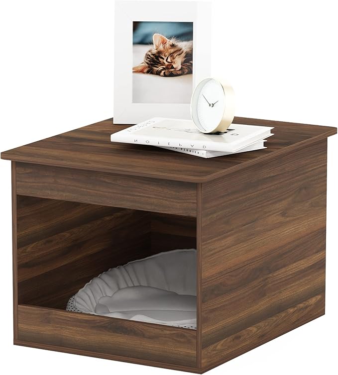 Furinno Peli Top Opening Litter Box Enclosure, Columbia Walnut