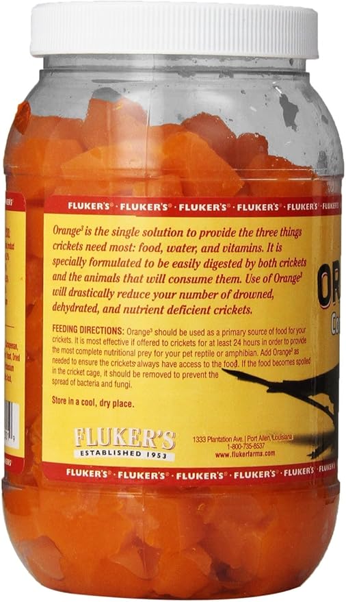 Fluker's Orange Cube Complete Cricket Diet, Gut Load Food for Feeder Insects and Live Crickets, Provides Vitamins, Minerals, and Hydration, 12 oz