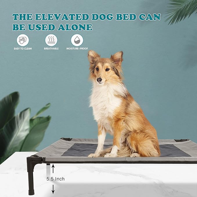 2 in 1 Dog House,Elevated Dog Bed with Removable Cover, Indoor & Outside Puppy Shelter Cot,Raised Dog Bed for Medium Dogs & Cats (Brown, Medium)