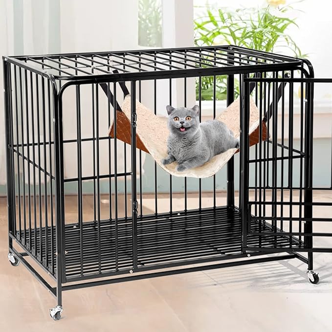 Cat Hammock Bed, Medium Reversible Pet Cage Hammock Hanging Soft Pet Bed for Kitten Ferret Puppy or Small Pet