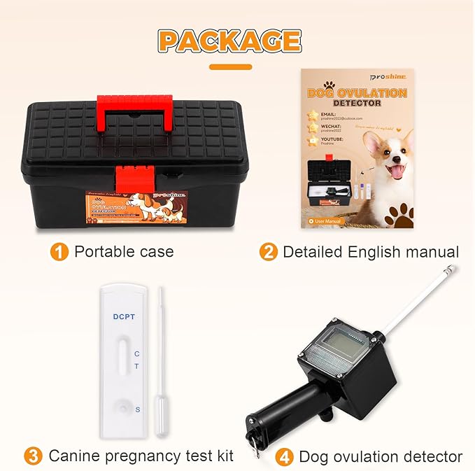 Dog Ovulation Detector & Canine Pregnancy Test Kit, Canine Breeder Tester with Portable Case Progesterone Test for Dogs at Home with English Manual