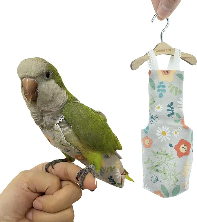 Parrot Flight Suits Diaper for Monk Parakeets, Cockatiels Clothes, Quaker Parrot Flight Clothes, Bird Training Nappy Suit Liners with Hanger Leash Hole for Sun Conure Senegal Lorikeet…