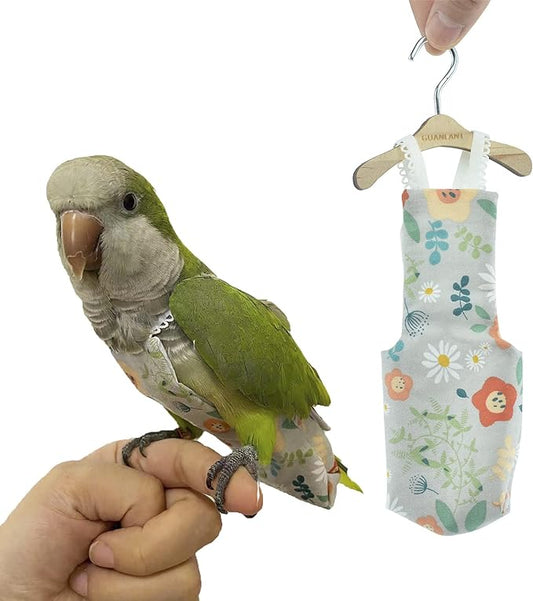 Parrot Flight Suits Diaper for Monk Parakeets, Cockatiels Clothes, Quaker Parrot Flight Clothes, Bird Training Nappy Suit Liners with Hanger Leash Hole for Sun Conure Senegal Lorikeet…