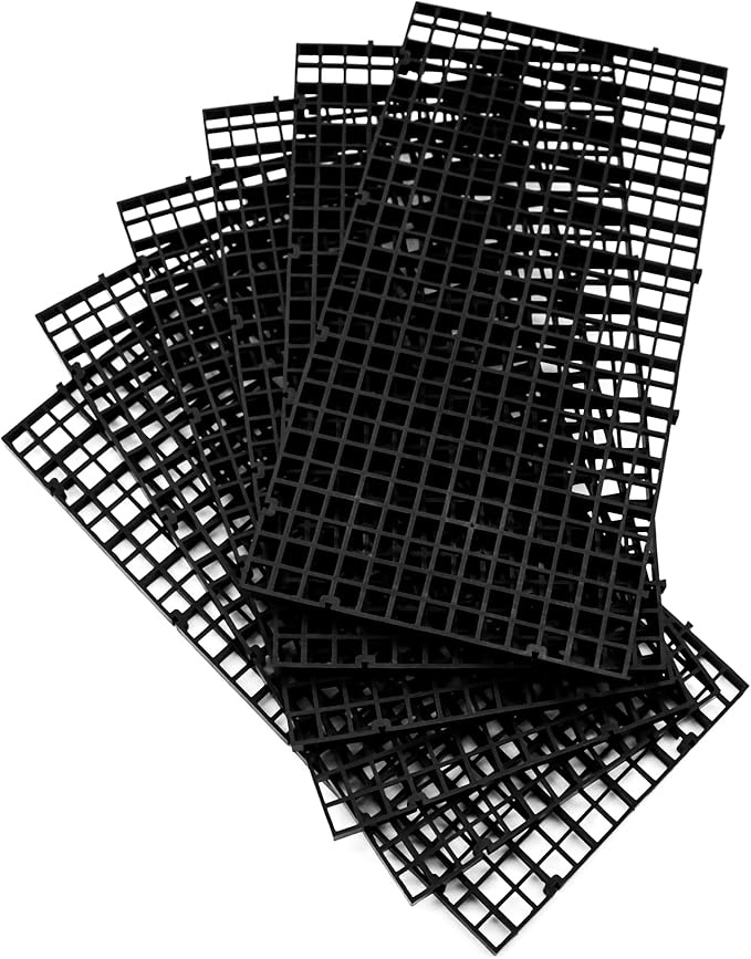 ALEGI Aquarium Fish Tank Divider Plastic Egg Crate Aquarium Filter Bottom Tray Plastic Grid (S 6pcs Black)