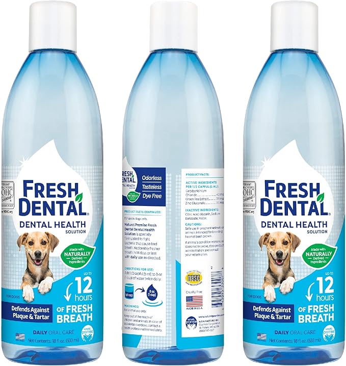 Naturel Promise Fresh Dental Water Additive for Dogs/Cats, 18-Ounce (3 Pack)