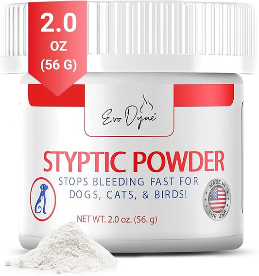 Styptic Powder for Dogs, Cats, and Birds (2 oz) by Evo Dyne | Fast-Acting Blood Stop Powder for Pets | Quick Stop Bleeding Powder for Dog Nail Clipping, Grooming, Cuts and More (1-Pack)