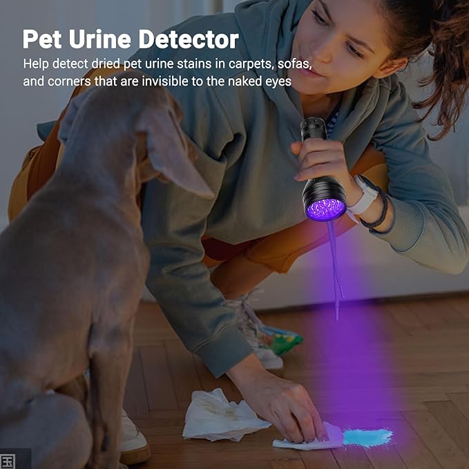 UV Flashlight Black Light, Ultraviolet Blacklight for Pet Urine Detection 51 LED 395 nM, Detector Light for Dog/Cat Urine, Dry Stains, Bed Bug, Resin Curing, Scorpions Finder