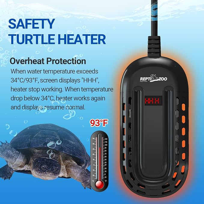 REPTIZOO 150W Aquarium Heater, 78℉ Preset Turtle Heater with LED Digital Display Submersible Mini Fish Tank Heater Aquarium Heater for 18-30 Gallons, Tank Heater for Turtle Betta Fish