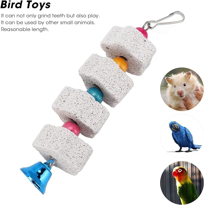 Parrot Chewing Toy, Bird Beak Grinding Mineral Stone Colorful Bird Block Toys Parrot Lava Block Calcium Supplement Food Chew Training Toys for African Greys Eclectus Budgies