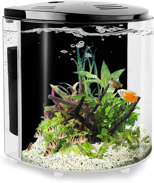 Small Fish Tank 1.2 Gallon Aquarium Starter Kit for Home, Office, Room, Decorative Desktop, Betta Fish Tank with Filter and Light for Shrimp, Jellyfish, Goldfish