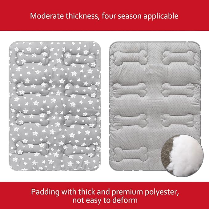 Dog Crate Mat 2 Pack, Dog Bed Mat with Cute Stars, Personalized Dog Crate Pad, Anti-Slip Bottom,(36" X 23"),Stars