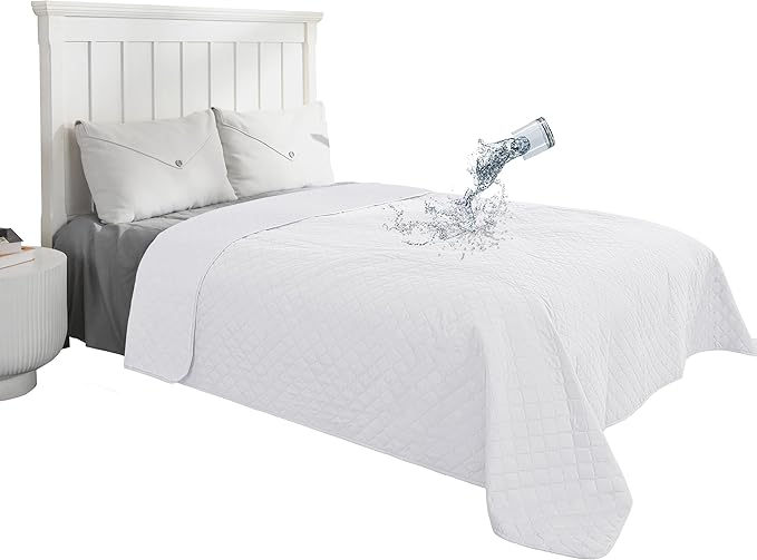 Easy-Going 100% Waterproof Dog Bed Cover Reversible Leak Proof Couch Cover Washable Sofa Cover Furniture Protector Blanket for Pets Kids Children Dog Cat (96x90 Inch, White/White)