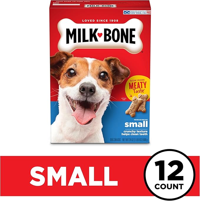 Milk-Bone Original Dog Treats for Small Dogs, 24 Ounce (Pack of 12), Crunchy Biscuit Helps Clean Teeth