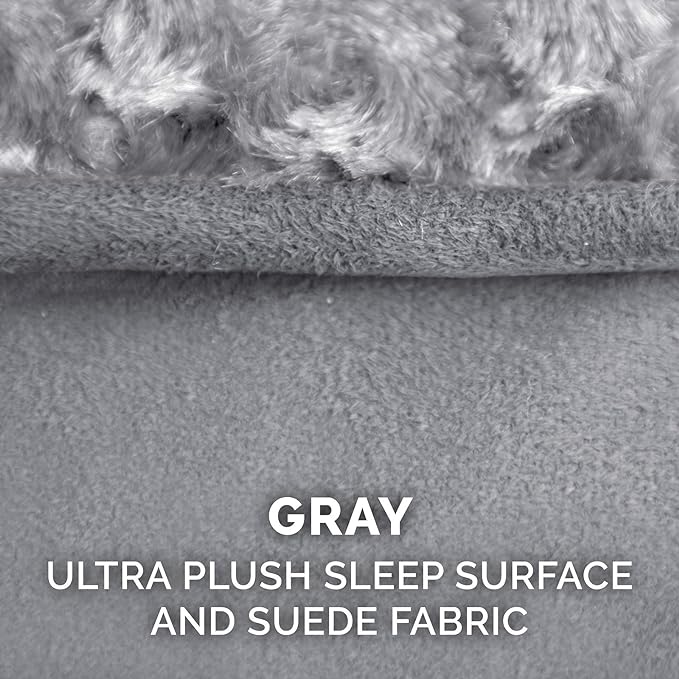 Furhaven Orthopedic Dog Bed for Large Dogs w/ Removable Washable Cover, For Dogs Up to 75 lbs - Ultra Plush Faux Fur & Suede Luxe Lounger Contour Mattress - Gray, Jumbo/XL