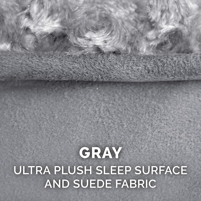 Furhaven Memory Foam Dog Bed for Large Dogs w/ Removable Washable Cover, For Dogs Up to 75 lbs - Ultra Plush Faux Fur & Suede Luxe Lounger Contour Mattress - Gray, Jumbo/XL