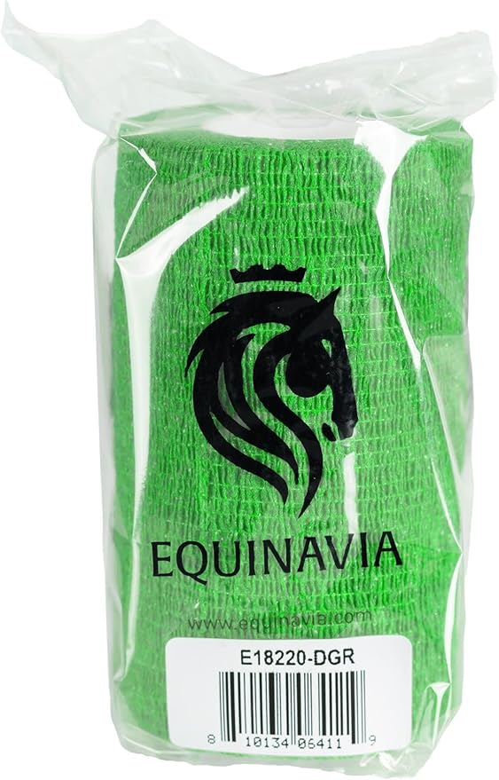 Equinavia 20 Pack Self Adhesive 4 Inch Vet Wraps with Easy-Dispenser Case | Bandages for Horses, Pets, Sports, Tattoo - Black - 20 x 5 yd - Neon Green - 20 x 5 yd