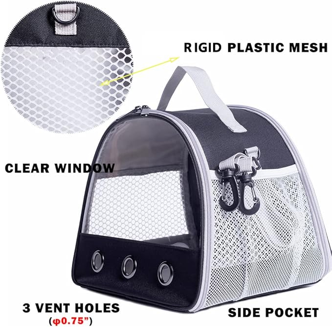 Guinea Pig Carrier Backpack, Clear Bubble Window Backpack for Guinea Pig, Bunny Rat Bird (Black, Carrier)