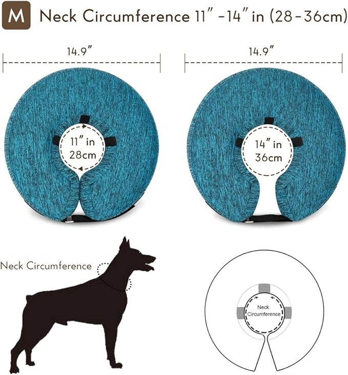 MIDOG Dog Cone Collar, Inflatable Dog Neck Donut Collar Alternative After Surgery, Soft Protective Recovery Cone for Small Medium Large Dogs and Cats Puppies - Alternative E Collar (Blue, M)