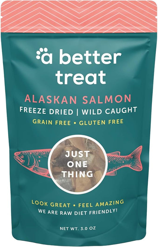 A Better Treat – Freeze Dried Salmon Dog Treats, Wild Caught, Single Ingredient | Natural High Value | Gluten Free, Grain Free, High Protein, Diabetic Friendly | Natural Fish Oil | Made in The USA