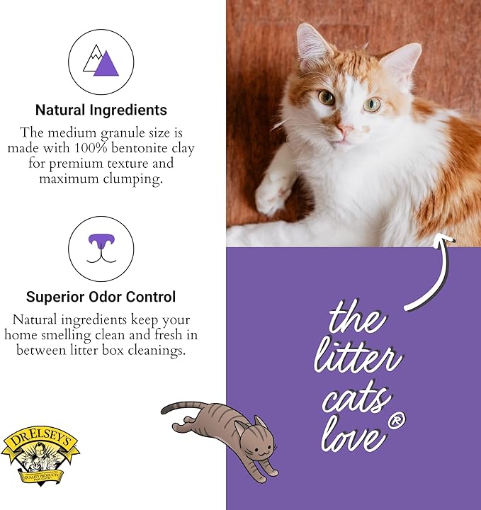 Dr. Elsey's Premium Clumping Cat Litter - Clean Tracks - Low Dust, Low Tracking, Hard Clumping, Superior Odor Control, Unscented & Natural Ingredients 40 LBS
