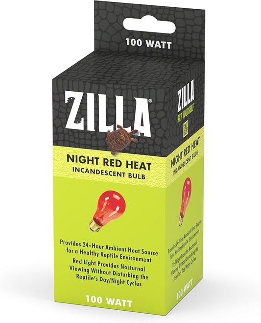 Zilla Reptile Terrarium Incandescent Heat Bulb, Night Red, 100 Watts