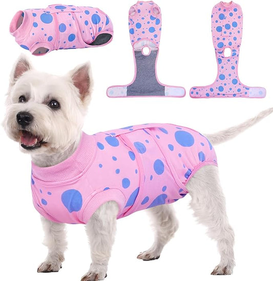 Kuoser Recovery Suit for Dogs, Soft Breathable Dog Recovery Suit Female Male Dog Onesie Alternative to Cone E-Collar, Dog Body Suits After Surgery, Pet Abdominal Anti Licking Shirt, Pink S