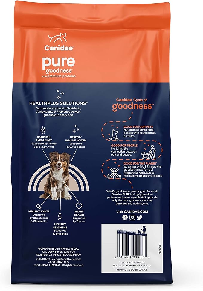 CANIDAE Pure Real Lamb & Brown Rice Recipe Dog Dry 4 lbs.