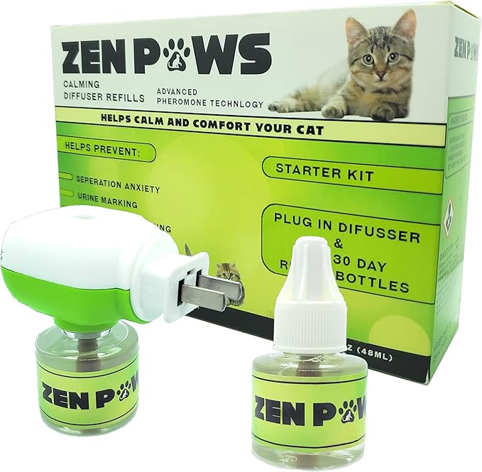 Cat Calming Pheromone Diffuser, 60 Day Starter Kit - Reassures Cats During Car Travel, Veterinary Visits & Helps Control Unwanted Behaviours Like Urine Spraying, Scratching