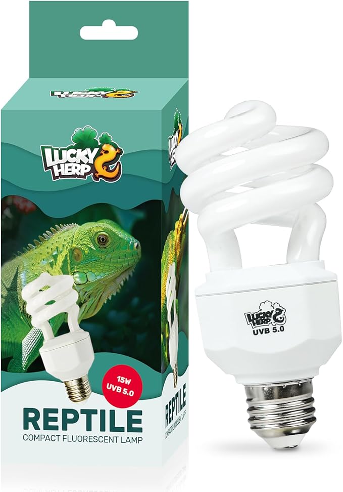 LUCKY HERP UVA UVB Reptile Light 5.0, Tropical UVB 100 Compact Fluorescent Lamp 15W