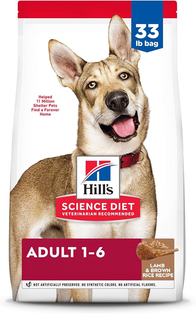 Hill's Science Diet Adult 1-6, Adult 1-6 Premium Nutrition, Dry Dog Food, Lamb & Brown Rice, 33 lb Bag