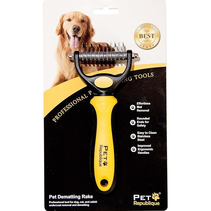 Dog Dematting Tool – Matt Splitters for Dogs, Cats, Rabbits, Long Haired Breed Pets – Effective Pet Dematting, Mat Remover, De-Matting Comb, or Dematter (6+11 Teeth)