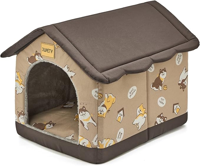 Jiupety Dog House Indoor, XL Size Indoor Dog House for Medium and Large Dog, Warm Cave Sleeping Nest Bed for Cats and Dogs, Brown