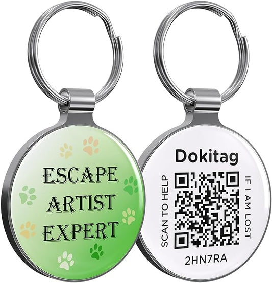 QR Code Pet ID Tag,QR Code Dog Tag，Dog ID Tag， Pet Online Profile, Multiple Emergency Contact,Scan QR Receive Instant Pet Location Alert Email (Text B, Small)