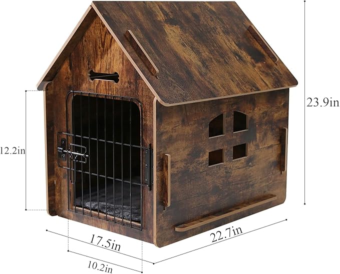 Dog House Indoor for Small Dogs or Cats, Cozy wooden design, Small indoor bed house, with Air Vents and Elevated Floor Warm Dog Cave