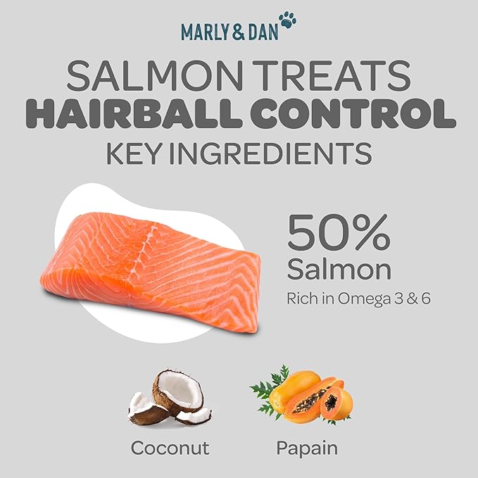 Marly & Dan Salmon Treats for Cats with Brewers Yeast & Coconut, Hairball Recipe