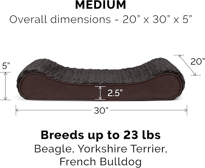 Furhaven Orthopedic Dog Bed for Medium/Small Dogs w/ Removable Washable Cover, For Dogs Up to 23 lbs - Ultra Plush Faux Fur & Suede Luxe Lounger Contour Mattress - Chocolate, Medium