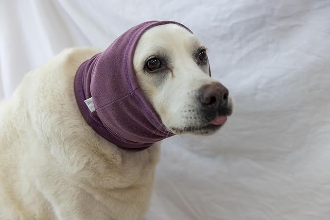 Dog Hoodies Ear Flap Head Wrap Noise Cancelling No Flap Ear Wrap Dog Head Wrap for Ear Hematoma Pail lilac+Pink L