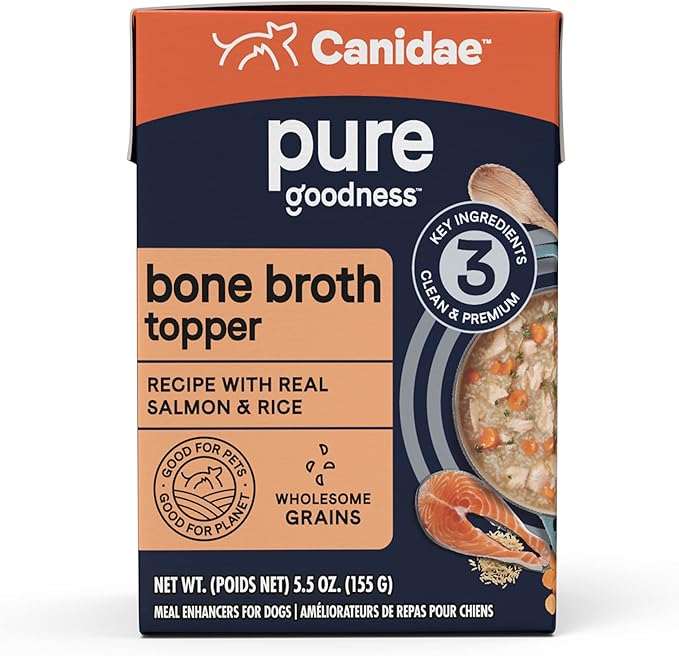 CANIDAE Pure Bone Broth Topper with Real Salmon & Rice Wet Dog Food, 5.5 oz. (Case of 12)