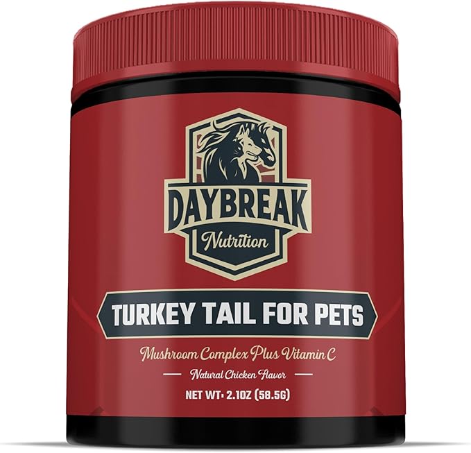 Turkey Tail for Dogs and Cats by Daybreak Nutrition | Premium Blend of Turkey Tail, Shiitake, & Reishi Mushrooms | Immunity Supplement for Pets | Provide an Immunity Boost for Dogs and Cats | 2.1 oz