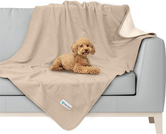 PetAmi Waterproof Dog Blanket for Medium Large Dog, Pet Puppy Blanket Couch Cover Protection, Fleece Cat Washable Throw, Couch Sofa Furniture Protector, Reversible Soft Plush, 40x60 Taupe/Beige