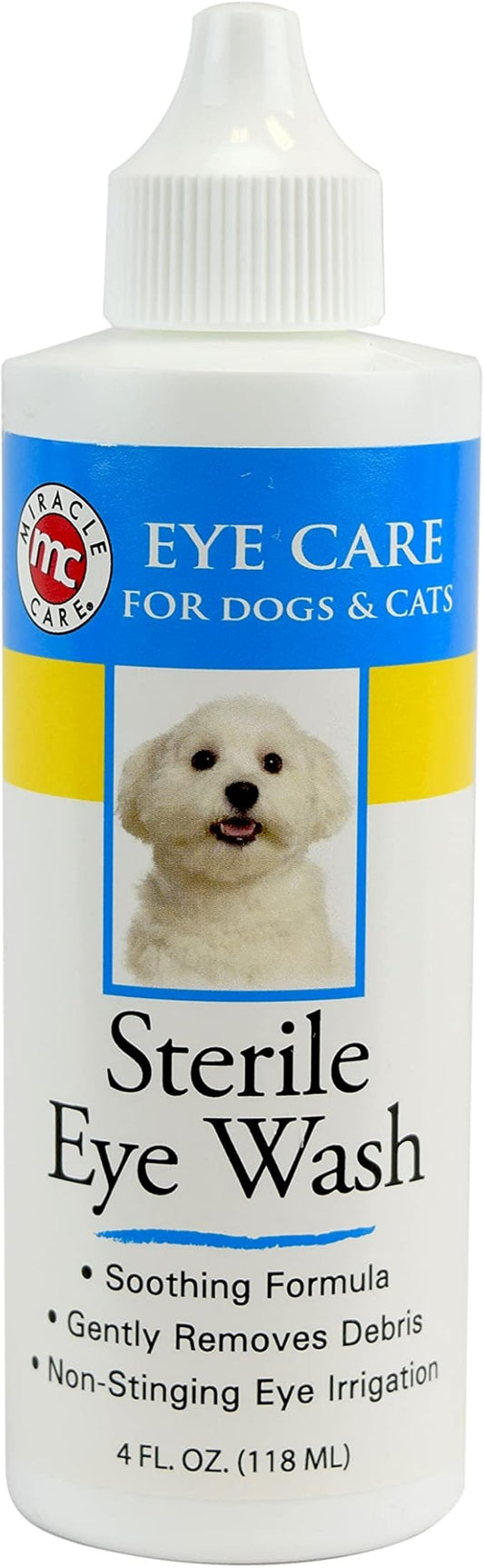 Sterile Eye Wash - 4 oz; Cat and Dog Eye Drops Formulated to Remove Eye Debris, Soothing Eye Wash Solution for Dogs and Cats