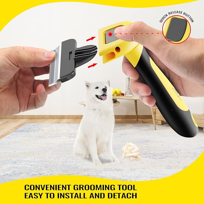 Bonve Pet Grooming Brush, Upgrade Pet Deshedding Tool for Dogs & Cats Effectively Reduces Shedding by Up to 95% for Short Medium and Long Pet Hair