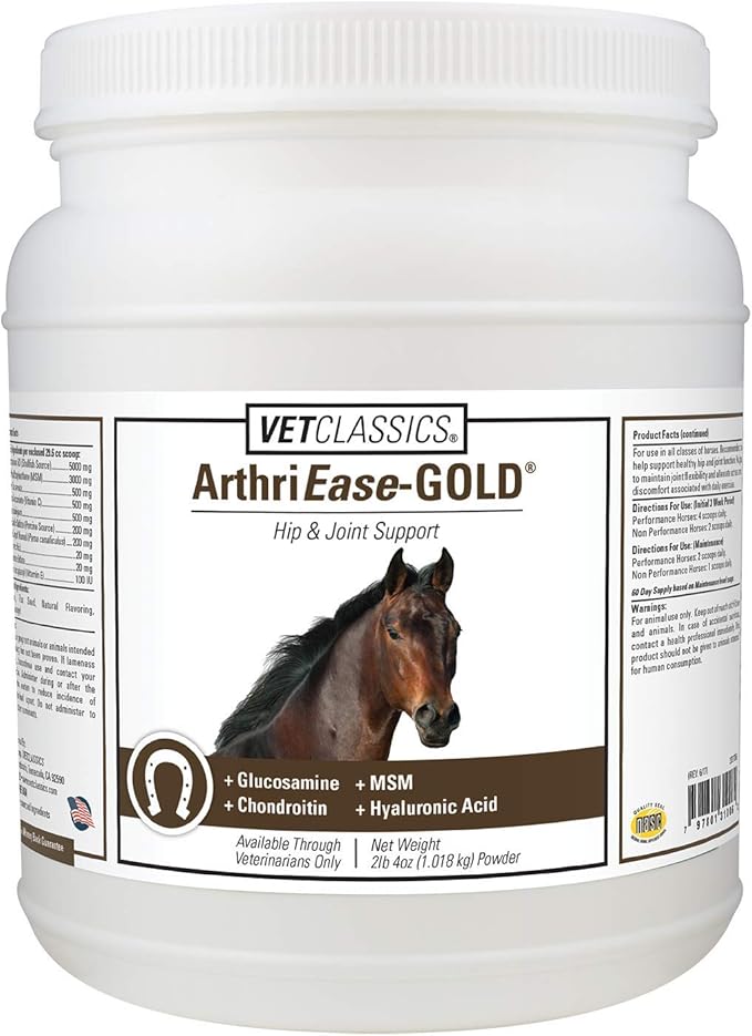 Vet Classics ArthriEase-Gold Joint Support for Horses - Powder Health Supplement for Horses – Alleviates Aches and Discomfort – For Flexibility, Healthy Joint Function – Antioxidants 2 lb. 4 Oz.Powder