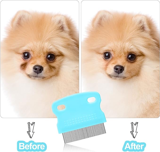 5 Pieces Dog Eye Combs Tear Stain Remover Combs Pet Grooming Comb for Small Dogs Gently Removing Eye Mucus and Crust (Light Blue, Black)