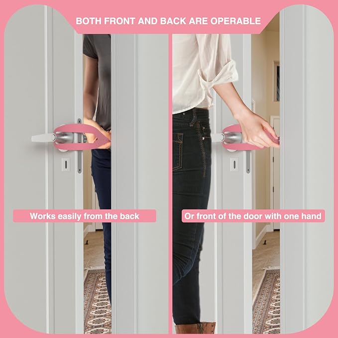 Cat Door Holder Latch Larger Adjustable Cat Door Alternative Fast Latch Strap Let Cats in and Keeps Dogs Out of Litter & Food and Safe Baby Proof No Measuring Easy to Install 3 Pcs Pink