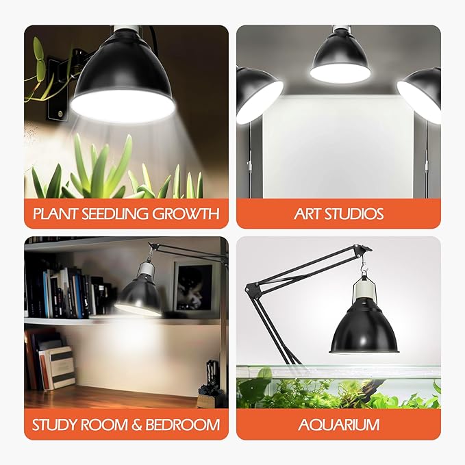 Reptile Light Fixture, 5.5 inch Optical Reflection Deep Dome Heat Lamp Fixture, UVB Heat Basking Lamp Fixture for Amphibian Reptile Terrariums