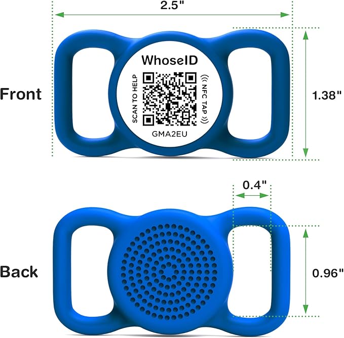 QR Code Dog Tag with NFC, Personalized Pet ID Tag, Silicone Dog ID Tag, Modifiable Pet Online Profile, Multiple Emergency Contact, Scan QR Code Send Pet GPS Location Email (Regular, Navy Blue)